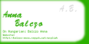 anna balczo business card